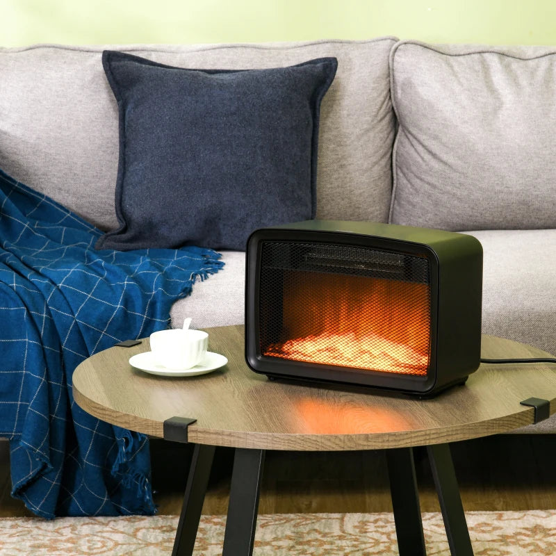 HOMCOM Free Standing Electric Fireplace, Tabletop, with LED Flame Effect, Overheating Protection, 800W/1600W