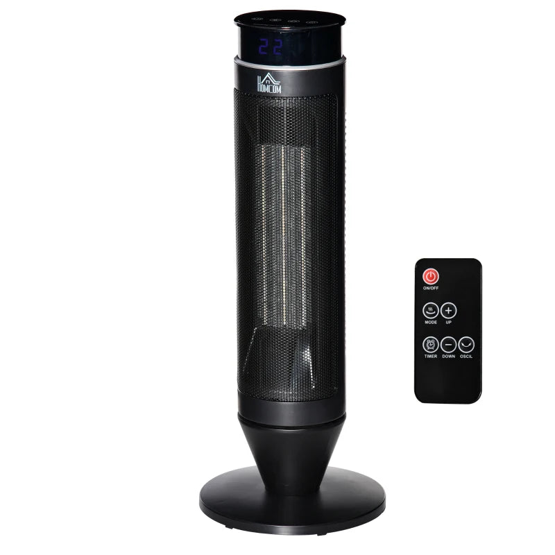 HOMCOM 21 Inch Space Heater, 1000W/2000W Ceramic Electric Heater and Fan, Overheating & Tip-Over Protection, 8H Timer, 42° Oscillation, Portable Heater for Home