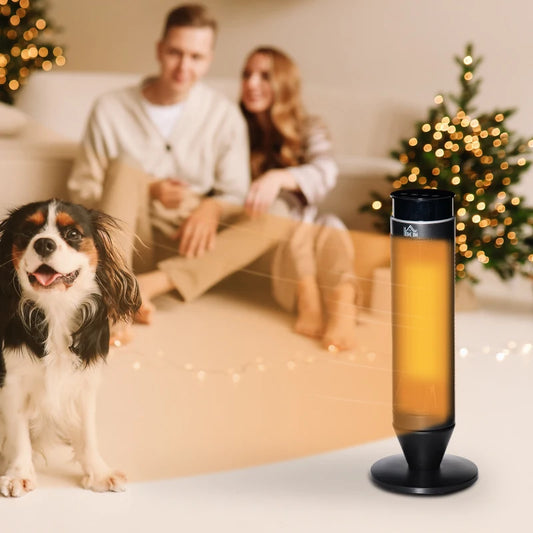 HOMCOM 21 Inch Space Heater, 1000W/2000W Ceramic Electric Heater and Fan, Overheating & Tip-Over Protection, 8H Timer, 42° Oscillation, Portable Heater for Home